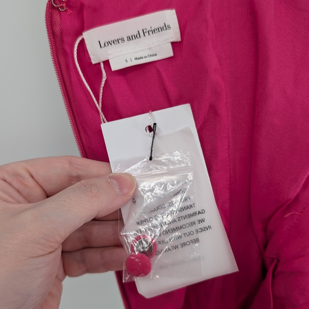 Revolve Lovers + Friends Hot Pink Straight Neck Ellis Mini Dress Small NWT - Picture 10 of 11